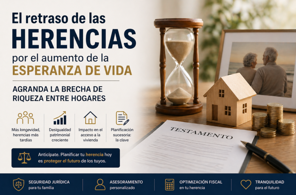 Imagen sobre el retraso de las herencias por el aumento de la esperanza de vida y su impacto en la desigualdad patrimonial entre familias